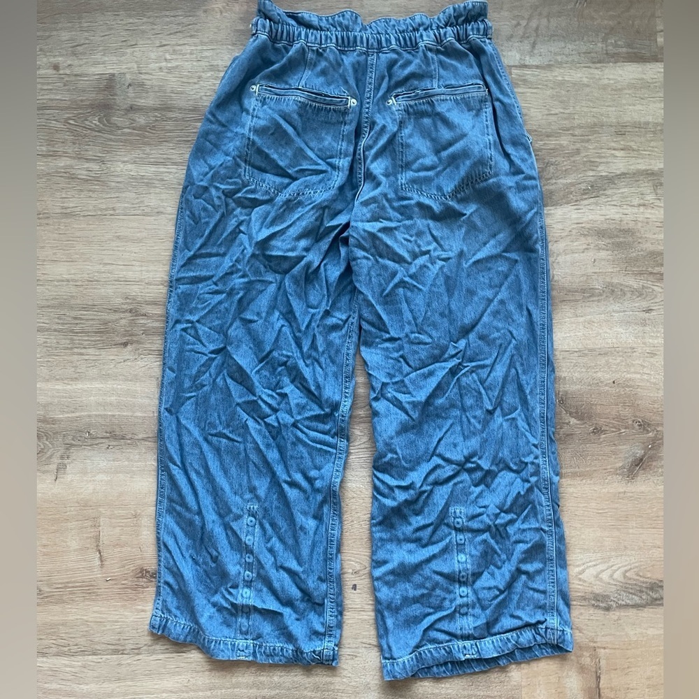 We The Free by Free People boho Denim Wide Leg Pants Rope Drawstring S - Picture 7 of 8